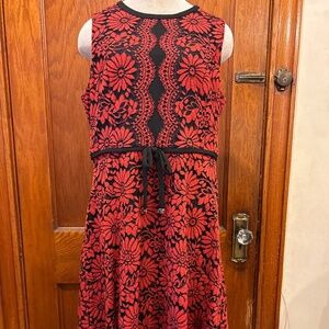 Red and black cocktail dress